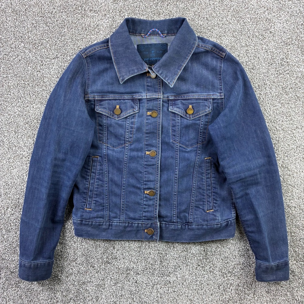 Patagonia Denim Jacket Women's Small Blue Dark Iron Clad Organic Cotton 27000